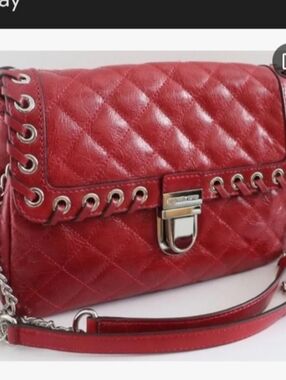 New With Tags Michael Kors Red Quilted Shoulder Bag with Chain Strap